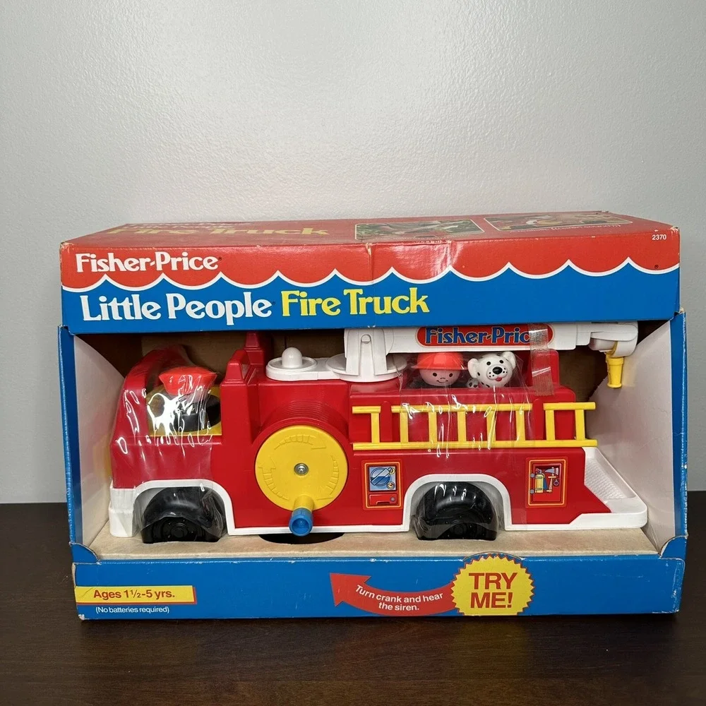 Fisher Price Little People Vintage Fire Truck Set 1993 90s Firefighter Dalmatian